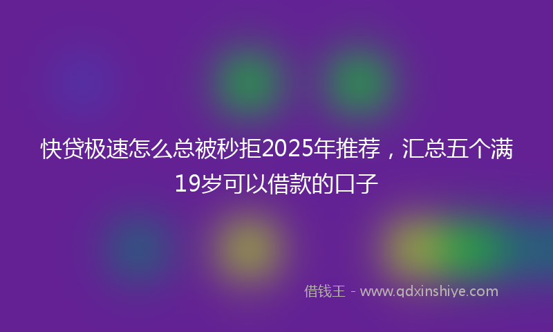 快贷极速怎么总被秒拒2025年推荐，汇总五个满19岁可以借款的口子