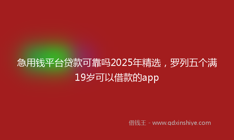 急用钱平台贷款可靠吗2025年精选，罗列五个满19岁可以借款的app