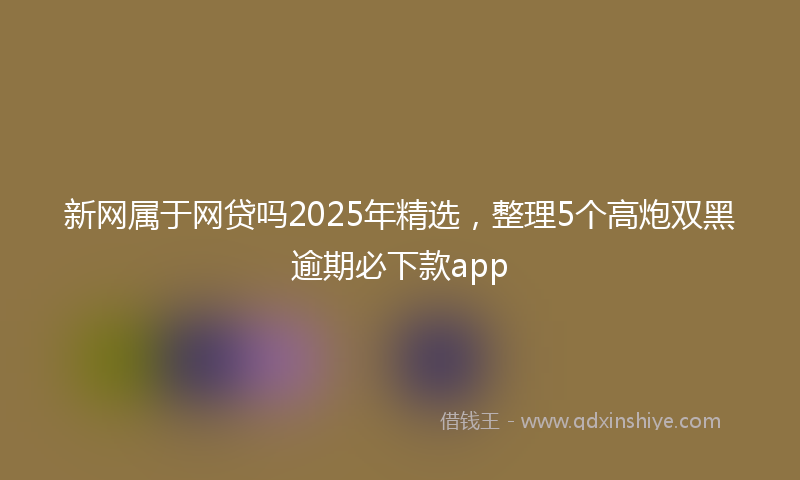 新网属于网贷吗2025年精选，整理5个高炮双黑逾期必下款app