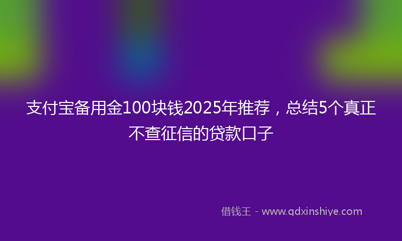 支付宝备用金100块钱2025年推荐，总结5个真正不查征信的贷款口子