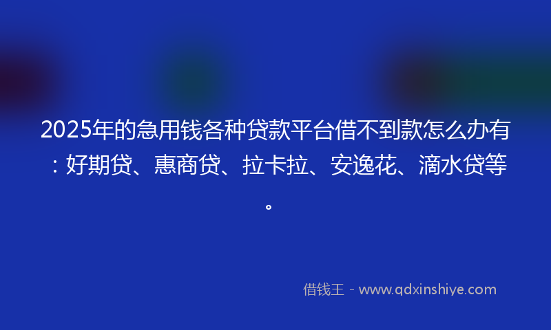 2025年的急用钱各种贷款平台借不到款怎么办有：好期贷、惠商贷、拉卡拉、安逸花、滴水贷等。