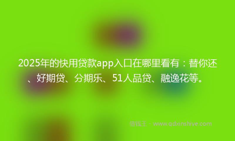 2025年的快用贷款app入口在哪里看有：替你还、好期贷、分期乐、51人品贷、融逸花等。