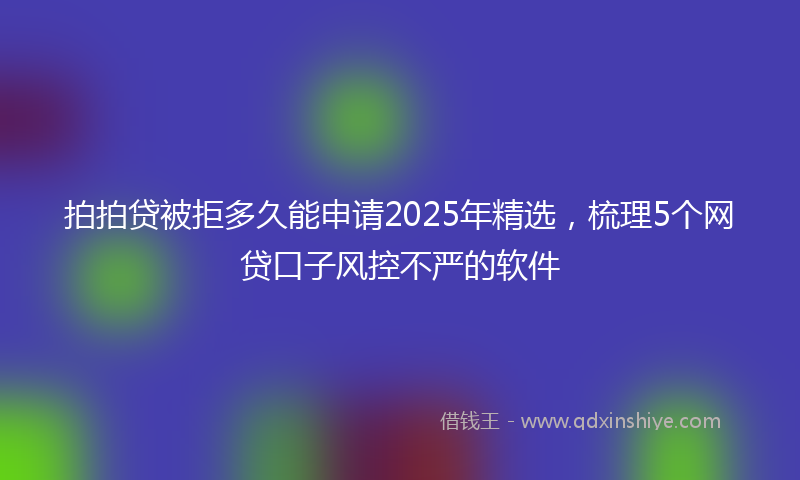 拍拍贷被拒多久能申请2025年精选，梳理5个网贷口子风控不严的软件
