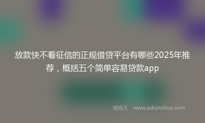 放款快不看征信的正规借贷平台有哪些2025年推荐，概括五个简单容易贷款app