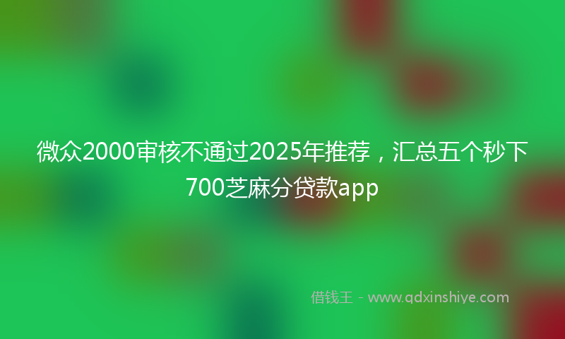 微众2000审核不通过2025年推荐，汇总五个秒下700芝麻分贷款app