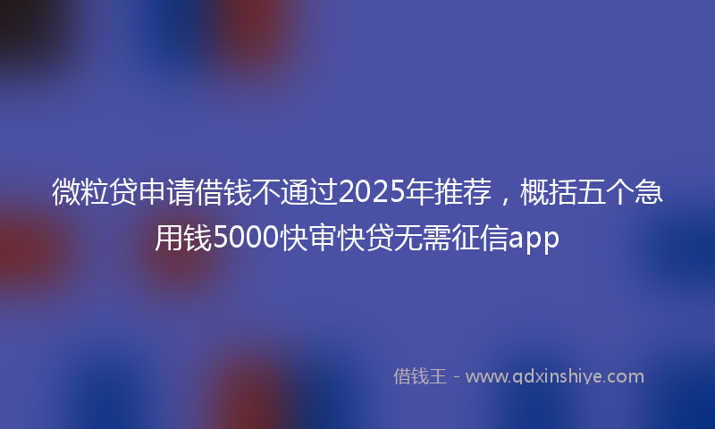 微粒贷申请借钱不通过2025年推荐，概括五个急用钱5000快审快贷无需征信app