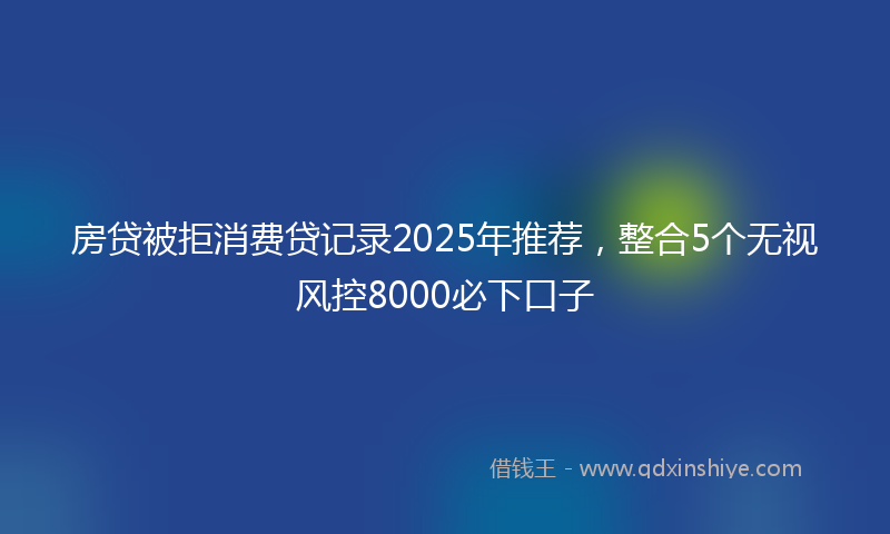 房贷被拒消费贷记录2025年推荐，整合5个无视风控8000必下口子