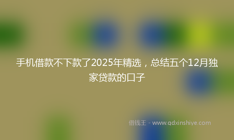 手机借款不下款了2025年精选，总结五个12月独家贷款的口子