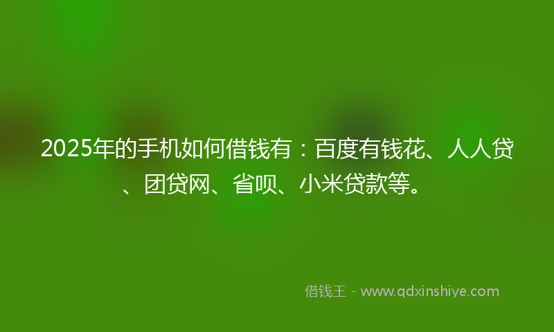 2025年的手机如何借钱有：百度有钱花、人人贷、团贷网、省呗、小米贷款等。