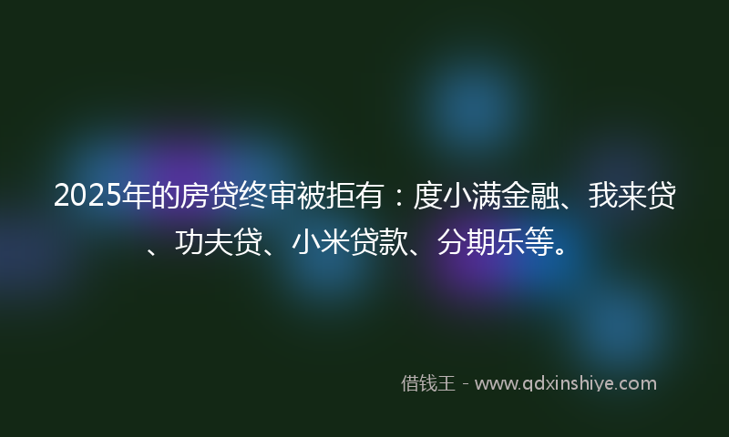 2025年的房贷终审被拒有：度小满金融、我来贷、功夫贷、小米贷款、分期乐等。
