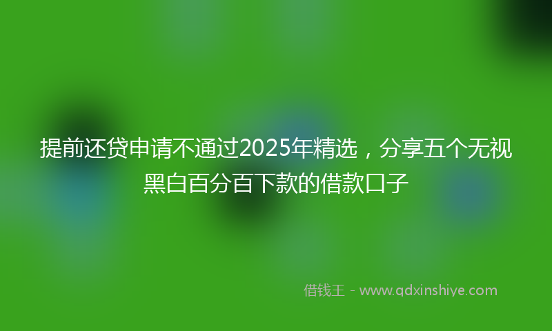 提前还贷申请不通过2025年精选，分享五个无视黑白百分百下款的借款口子