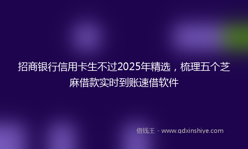 招商银行信用卡生不过2025年精选，梳理五个芝麻借款实时到账速借软件