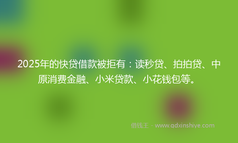 2025年的快贷借款被拒有：读秒贷、拍拍贷、中原消费金融、小米贷款、小花钱包等。