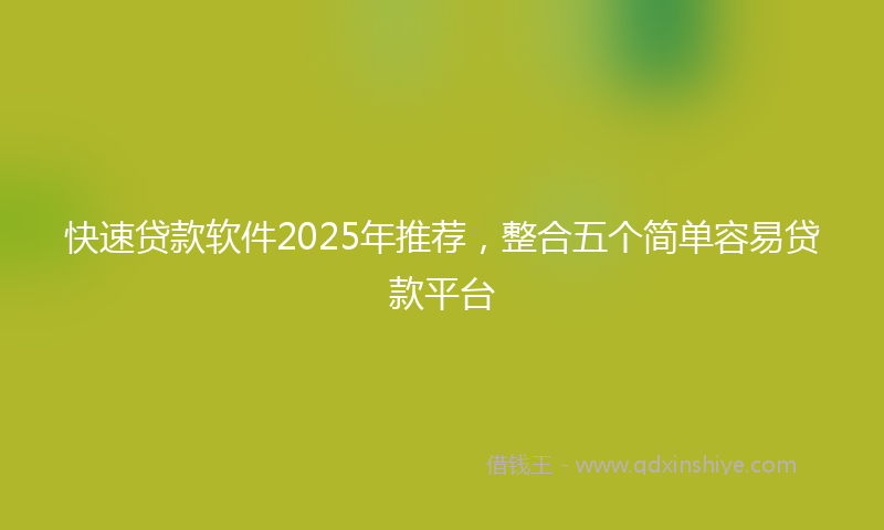 快速贷款软件2025年推荐，整合五个简单容易贷款平台