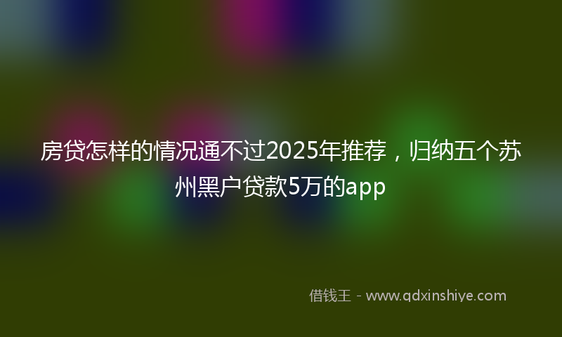 房贷怎样的情况通不过2025年推荐，归纳五个苏州黑户贷款5万的app