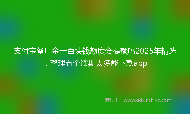 支付宝备用金一百块钱额度会提额吗2025年精选，整理五个逾期太多能下款app