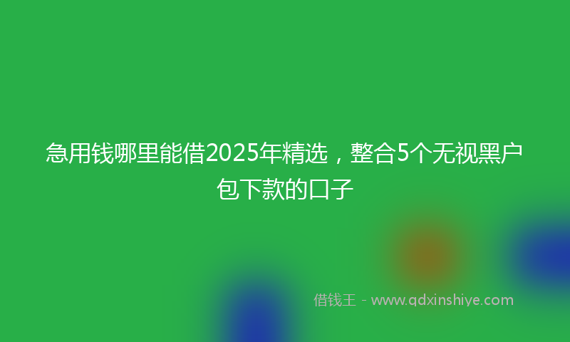 急用钱哪里能借2025年精选，整合5个无视黑户包下款的口子