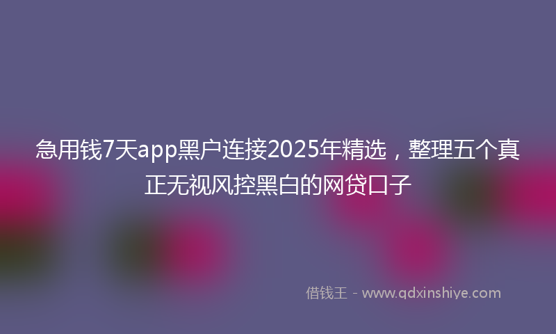 急用钱7天app黑户连接2025年精选，整理五个真正无视风控黑白的网贷口子
