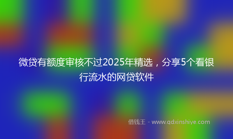 微贷有额度审核不过2025年精选，分享5个看银行流水的网贷软件
