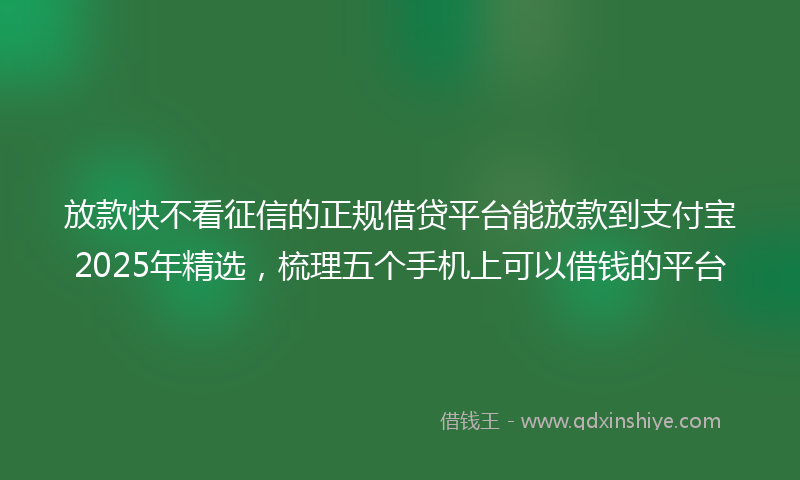 放款快不看征信的正规借贷平台能放款到支付宝2025年精选，梳理五个手机上可以借钱的平台
