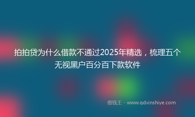 拍拍贷为什么借款不通过2025年精选，梳理五个无视黑户百分百下款软件