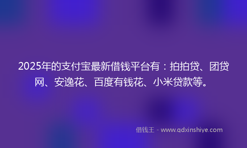 2025年的支付宝最新借钱平台有：拍拍贷、团贷网、安逸花、百度有钱花、小米贷款等。