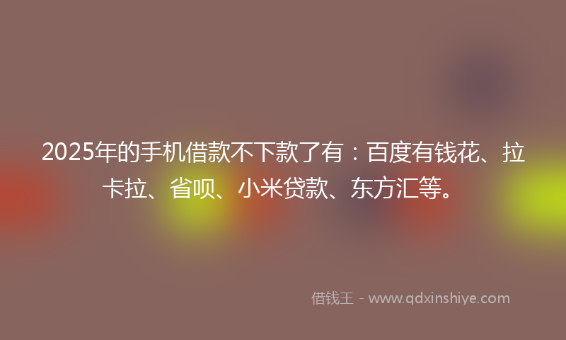 2025年的手机借款不下款了有：百度有钱花、拉卡拉、省呗、小米贷款、东方汇等。