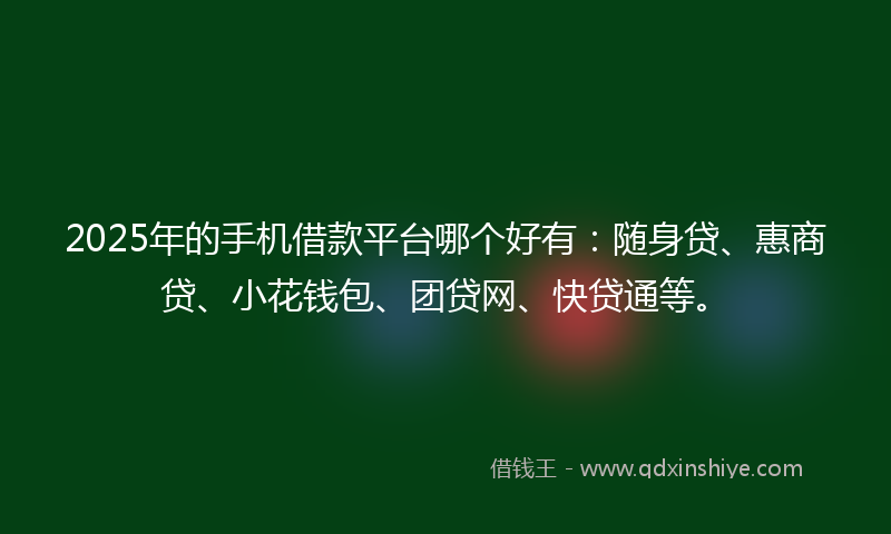 2025年的手机借款平台哪个好有：随身贷、惠商贷、小花钱包、团贷网、快贷通等。