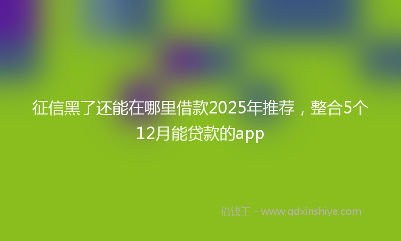 征信黑了还能在哪里借款2025年推荐，整合5个12月能贷款的app