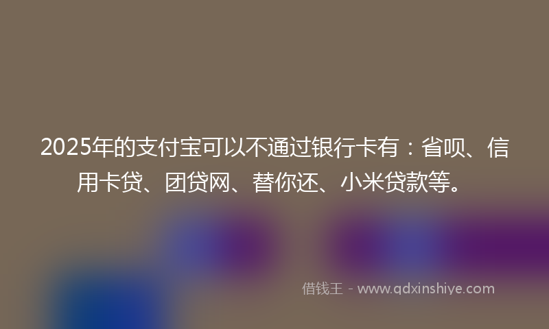 2025年的支付宝可以不通过银行卡有：省呗、信用卡贷、团贷网、替你还、小米贷款等。