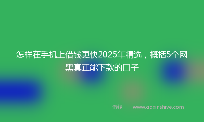 怎样在手机上借钱更快2025年精选，概括5个网黑真正能下款的口子