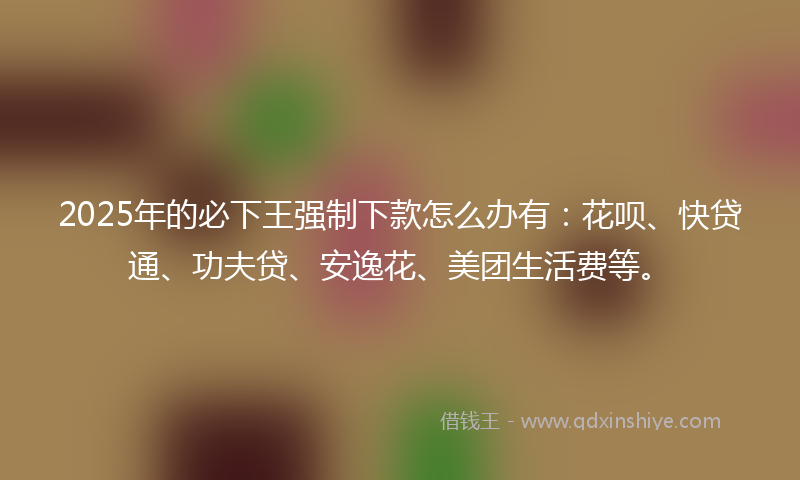 2025年的必下王强制下款怎么办有：花呗、快贷通、功夫贷、安逸花、美团生活费等。