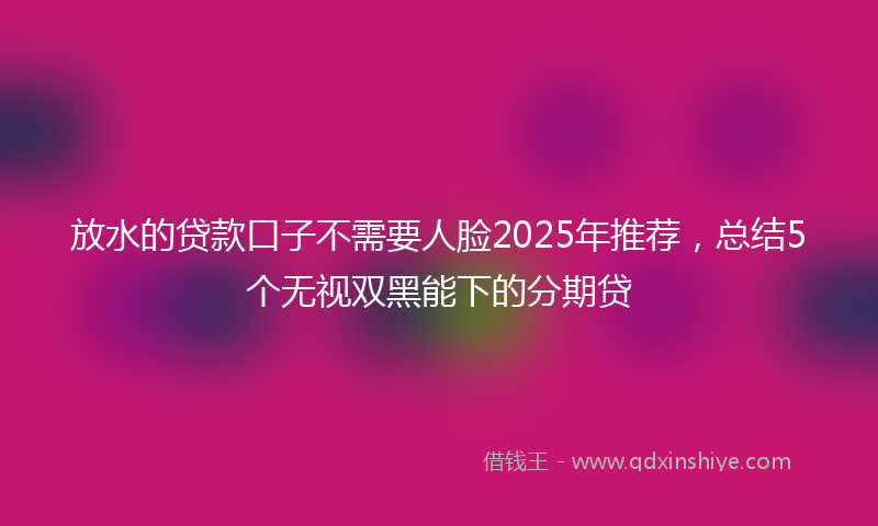 放水的贷款口子不需要人脸2025年推荐，总结5个无视双黑能下的分期贷