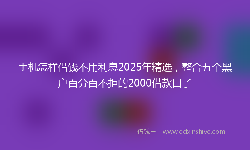 手机怎样借钱不用利息2025年精选，整合五个黑户百分百不拒的2000借款口子