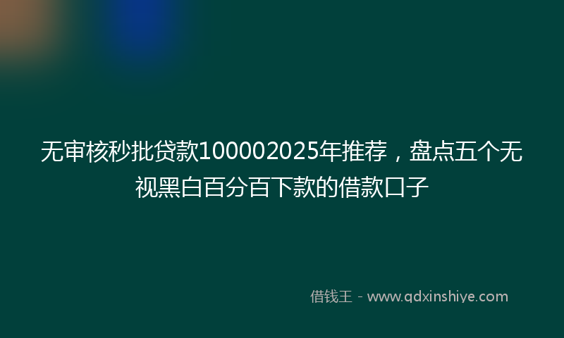 无审核秒批贷款100002025年推荐，盘点五个无视黑白百分百下款的借款口子