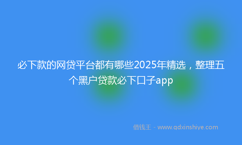 必下款的网贷平台都有哪些2025年精选，整理五个黑户贷款必下口子app