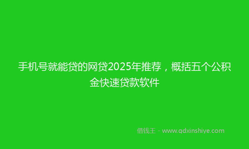 手机号就能贷的网贷2025年推荐，概括五个公积金快速贷款软件