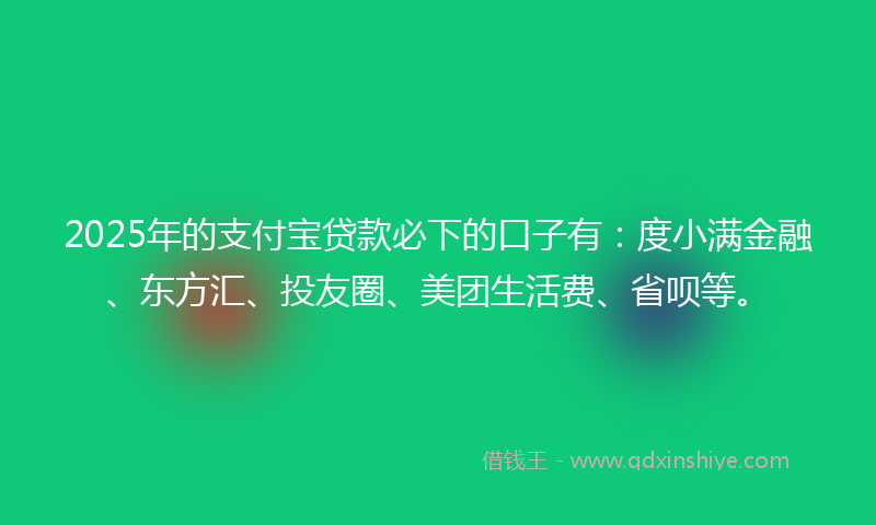 2025年的支付宝贷款必下的口子有：度小满金融、东方汇、投友圈、美团生活费、省呗等。