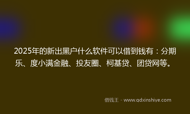 2025年的新出黑户什么软件可以借到钱有：分期乐、度小满金融、投友圈、柯基贷、团贷网等。