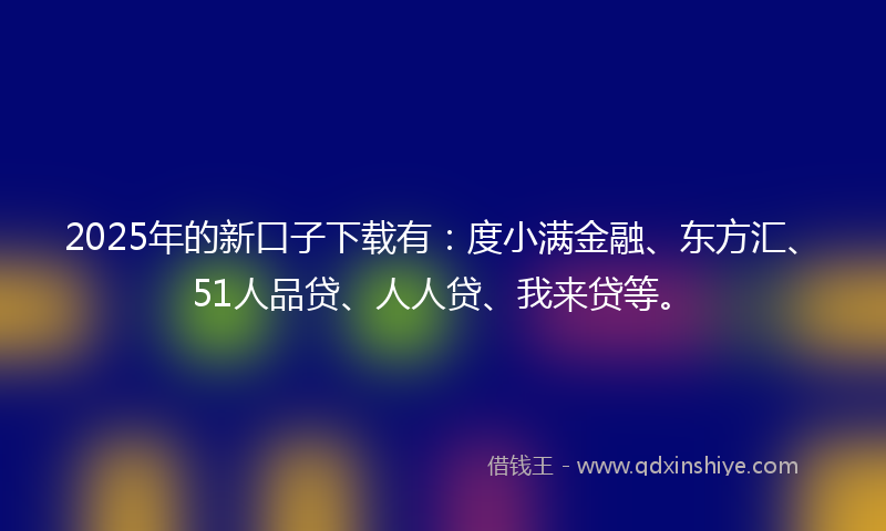 2025年的新口子下载有：度小满金融、东方汇、51人品贷、人人贷、我来贷等。