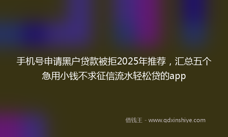 手机号申请黑户贷款被拒2025年推荐，汇总五个急用小钱不求征信流水轻松贷的app