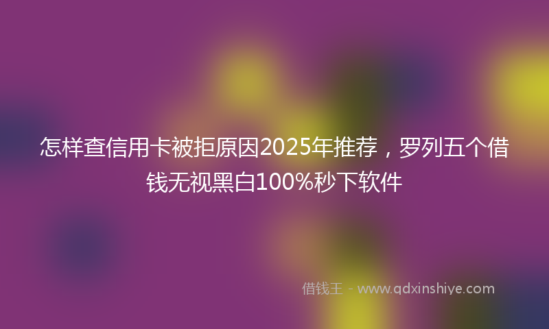 怎样查信用卡被拒原因2025年推荐，罗列五个借钱无视黑白100%秒下软件