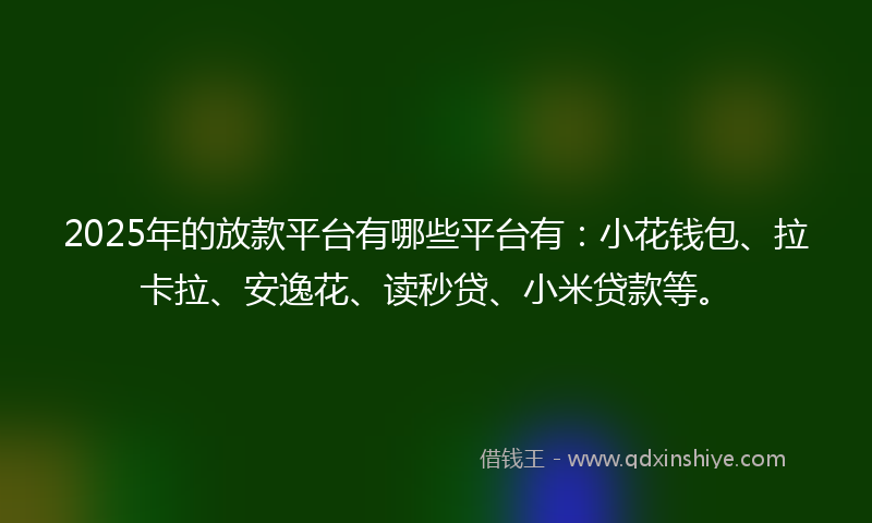 2025年的放款平台有哪些平台有：小花钱包、拉卡拉、安逸花、读秒贷、小米贷款等。