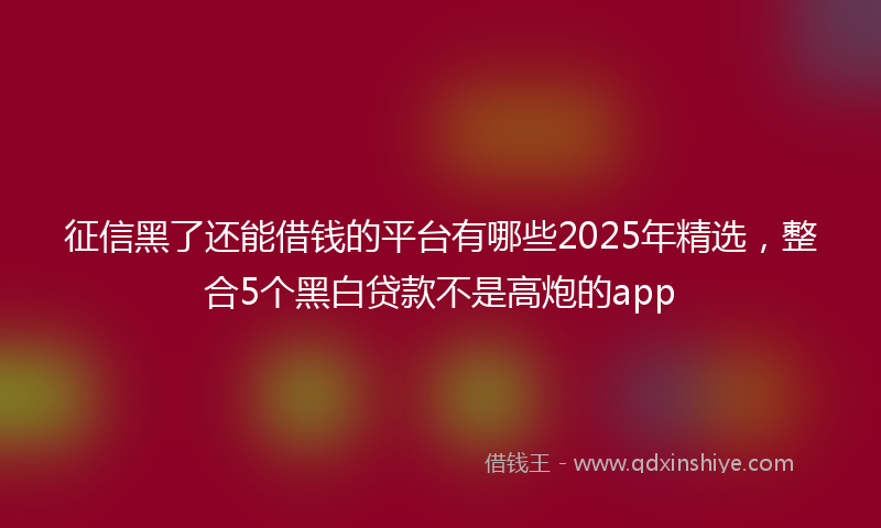 征信黑了还能借钱的平台有哪些2025年精选，整合5个黑白贷款不是高炮的app