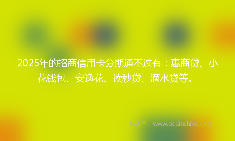 2025年的招商信用卡分期通不过有：惠商贷、小花钱包、安逸花、读秒贷、滴水贷等。
