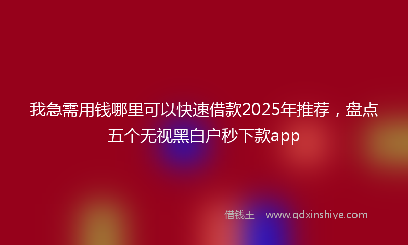 我急需用钱哪里可以快速借款2025年推荐，盘点五个无视黑白户秒下款app