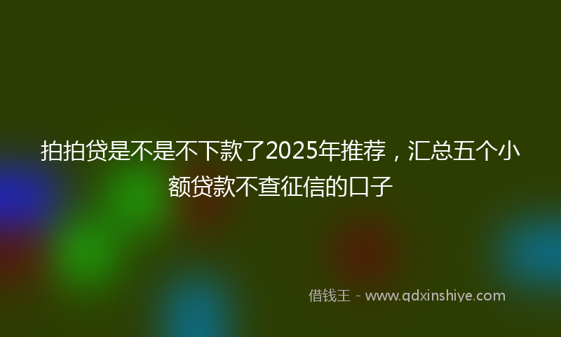 拍拍贷是不是不下款了2025年推荐，汇总五个小额贷款不查征信的口子