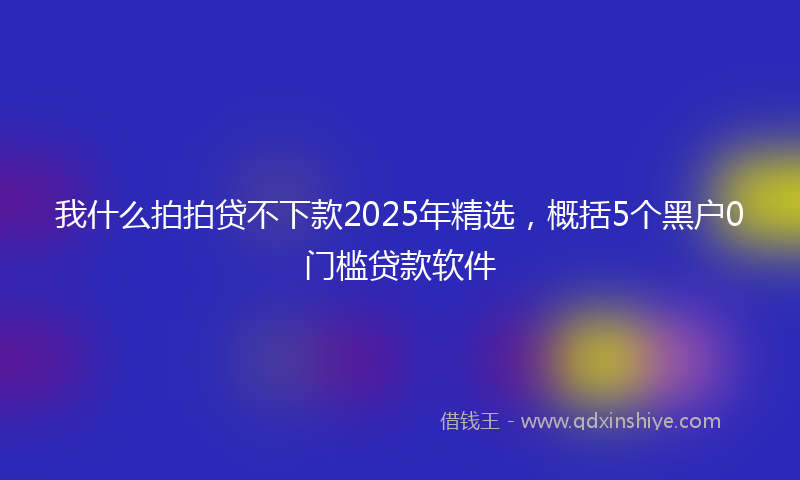 我什么拍拍贷不下款2025年精选，概括5个黑户0门槛贷款软件
