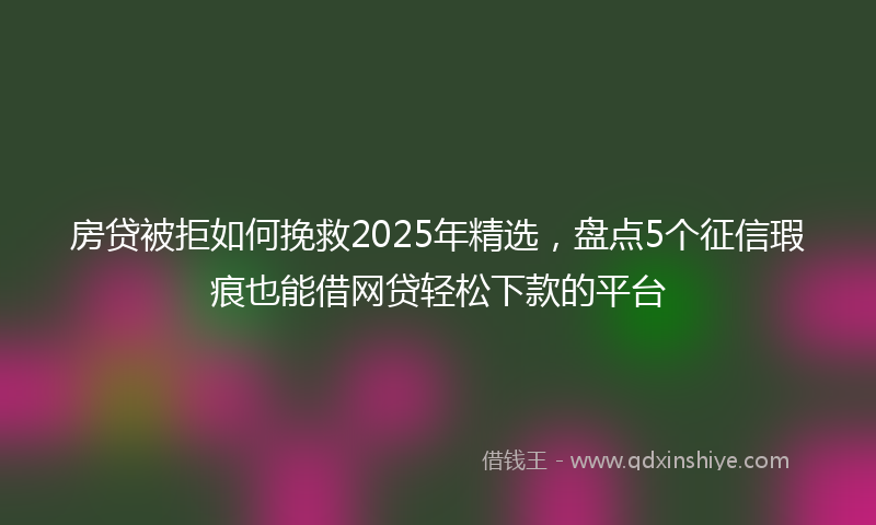 房贷被拒如何挽救2025年精选，盘点5个征信瑕疵也能借网贷轻松下款的平台