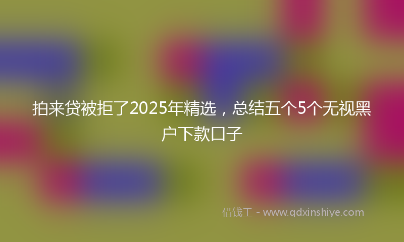 拍来贷被拒了2025年精选，总结五个5个无视黑户下款口子